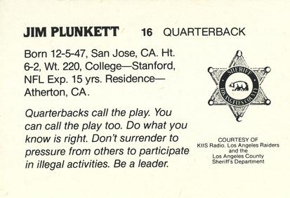 1985 Los Angeles Raiders Police #NNO Jim Plunkett Back