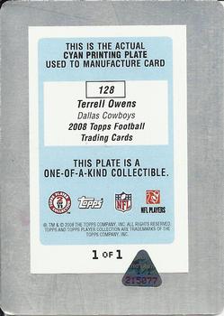 2008 Topps - Printing Plates Cyan #128 Terrell Owens Back