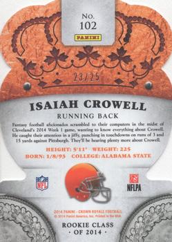 2014 Panini Crown Royale - Gold Holofoil #102 Isaiah Crowell Back