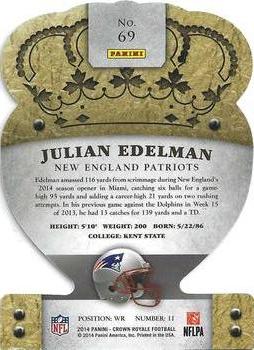 2014 Panini Crown Royale - Bronze #69 Julian Edelman Back
