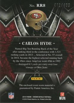 2014 Panini Crown Royale - Rookie Royalty Materials #RR8 Carlos Hyde Back