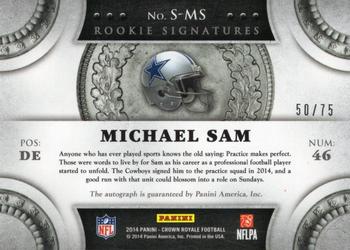 2014 Panini Crown Royale - Rookie Signatures #S-MS Michael Sam Back