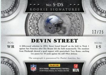 2014 Panini Crown Royale - Rookie Signatures Gold Plaid #S-DS Devin Street Back