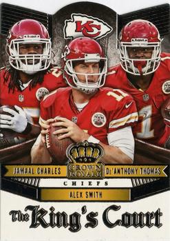 2014 Panini Crown Royale - The King's Court #KC23 Jamaal Charles / Alex Smith / De'Anthony Thomas Front