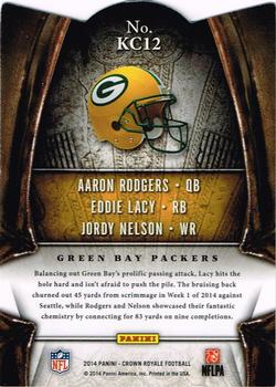 2014 Panini Crown Royale - The King's Court Blue #KC12 Jordy Nelson / Aaron Rodgers / Eddie Lacy Back
