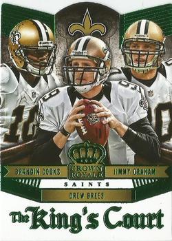 2014 Panini Crown Royale - The King's Court Green #KC20 Brandin Cooks/Drew Brees/Jimmy Graham Front