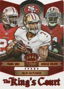 2014 Panini Crown Royale - The King's Court Red #KC3 Anquan Boldin / Colin Kaepernick / Frank Gore Front