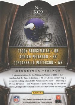 2014 Panini Crown Royale - The King's Court Red #KC9 Adrian Peterson / Teddy Bridgewater / Cordarrelle Patterson Back