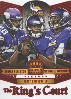 2014 Panini Crown Royale - The King's Court Red #KC9 Adrian Peterson / Teddy Bridgewater / Cordarrelle Patterson Front