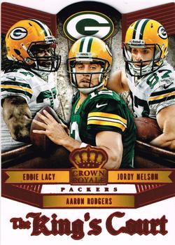 2014 Panini Crown Royale - The King's Court Red #KC12 Jordy Nelson / Aaron Rodgers / Eddie Lacy Front