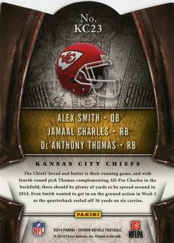 2014 Panini Crown Royale - The King's Court Red #KC23 Jamaal Charles / Alex Smith / De'Anthony Thomas Back