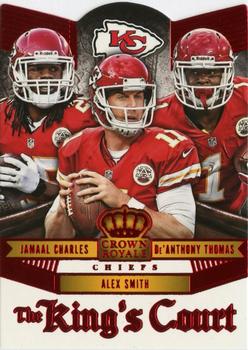 2014 Panini Crown Royale - The King's Court Red #KC23 Jamaal Charles / Alex Smith / De'Anthony Thomas Front