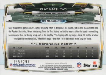 2014 Topps Chrome - Black Refractors #10 Clay Matthews Back