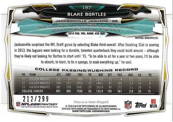 2014 Topps Chrome - Black Refractors #187 Blake Bortles Back