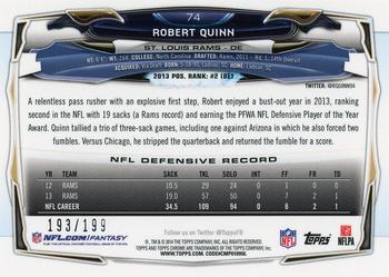 2014 Topps Chrome - Blue Refractors #74 Robert Quinn Back
