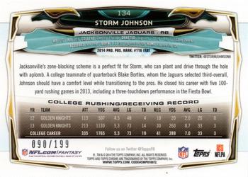 2014 Topps Chrome - Blue Refractors #134 Storm Johnson Back