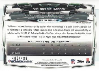 2014 Topps Chrome - Camo Refractors #53 Sheldon Richardson Back