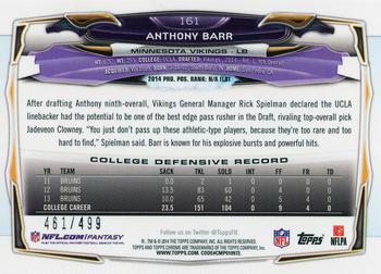 2014 Topps Chrome - Camo Refractors #161 Anthony Barr Back