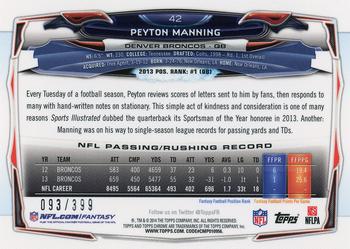2014 Topps Chrome - Pink Refractors #42 Peyton Manning Back