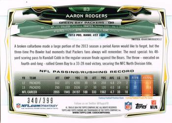 2014 Topps Chrome - Pink Refractors #83 Aaron Rodgers Back