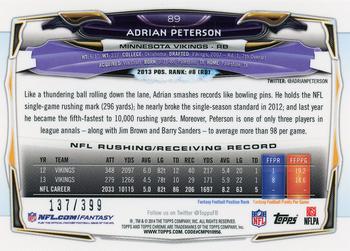 2014 Topps Chrome - Pink Refractors #89 Adrian Peterson Back