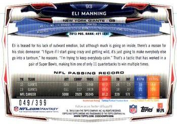 2014 Topps Chrome - Pink Refractors #93 Eli Manning Back