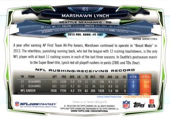 2014 Topps Chrome - Purple Refractors #61 Marshawn Lynch Back