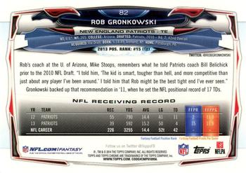 2014 Topps Chrome - Purple Refractors #82 Rob Gronkowski Back