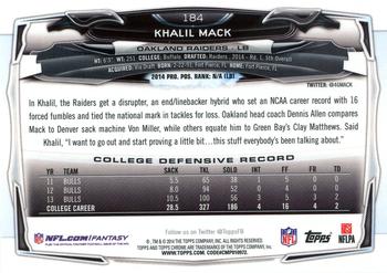 2014 Topps Chrome - Purple Refractors #184 Khalil Mack Back
