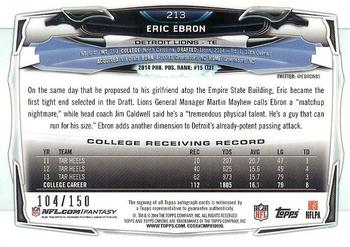 2014 Topps Chrome - Rookie Autographs #213 Eric Ebron Back