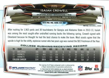 2014 Topps Chrome - Rookie Autographs #225 Isaiah Crowell Back