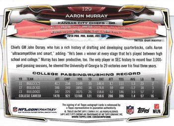 2014 Topps Chrome - Rookie Autographs #129 Aaron Murray Back