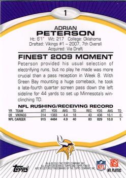2010 Finest #1 Adrian Peterson  Back