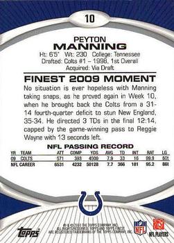 2010 Finest #10 Peyton Manning  Back