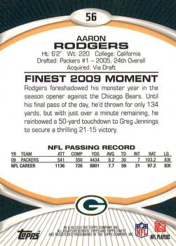 2010 Finest #56 Aaron Rodgers  Back