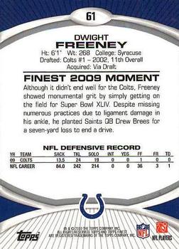 2010 Finest #61 Dwight Freeney  Back