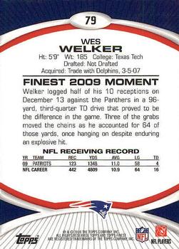 2010 Finest #79 Wes Welker  Back