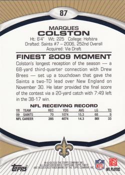 2010 Finest #87 Marques Colston  Back