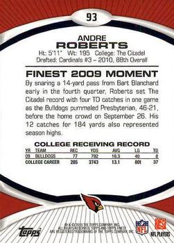 2010 Finest #93 Andre Roberts  Back