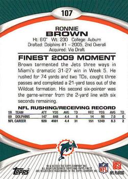 2010 Finest #107 Ronnie Brown  Back