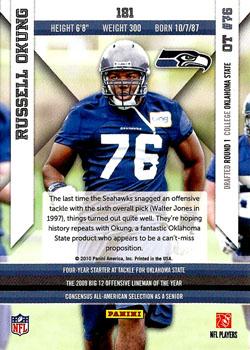 2010 Panini Epix #181 Russell Okung  Back