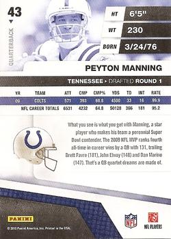 2010 Panini Absolute Memorabilia #43 Peyton Manning  Back