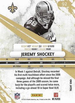 2010 Panini Rookies & Stars Longevity #92 Jeremy Shockey  Back