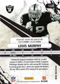 2010 Panini Rookies & Stars Longevity #108 Louis Murphy  Back