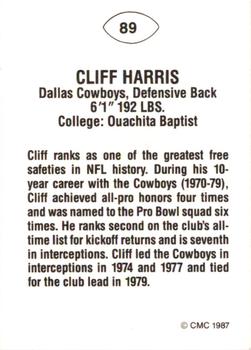 1987 TCMA Update CMC #89 Cliff Harris Back