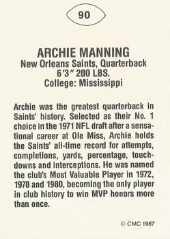 1987 TCMA Update CMC #90 Archie Manning Back