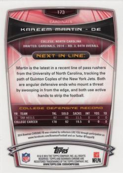 2014 Bowman Chrome - Refractor #173 Kareem Martin Back