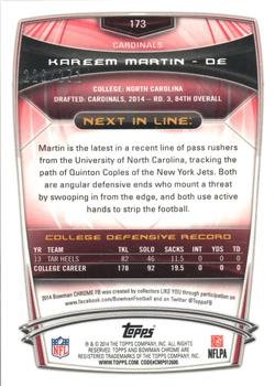 2014 Bowman Chrome - Pulsar Refractor #173 Kareem Martin Back