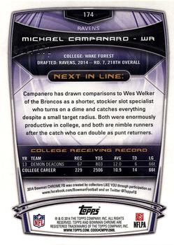 2014 Bowman Chrome - Pulsar Refractor #174 Michael Campanaro Back