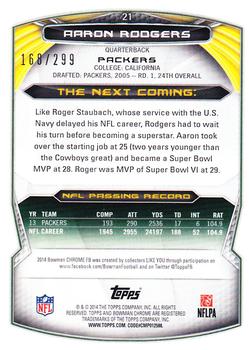 2014 Bowman Chrome - Black Refractor #21 Aaron Rodgers Back